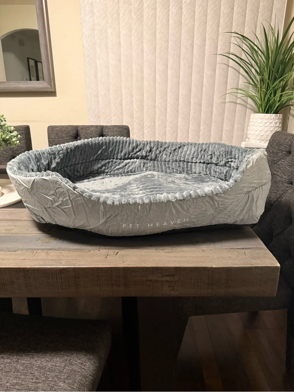 Plush Gray Pet Bed - Cozy Oval Lounger